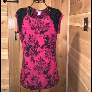 Carol Rose Top with Lace Shoulders